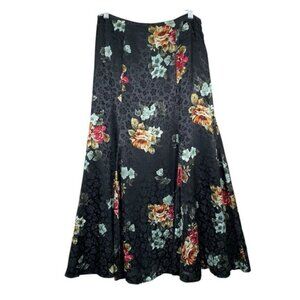 Vintage Jones NY Skirt 100% Silk Maxi Skirt Sz 10 Floral Whimsigoth Romantic 90s